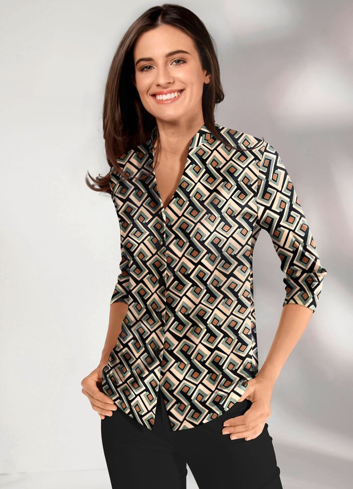 Shirtbluse mit Stehkragen 