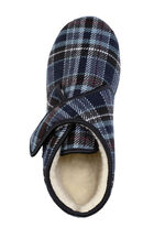 Stiefelette aus kariertem Textilmaterial BLAU