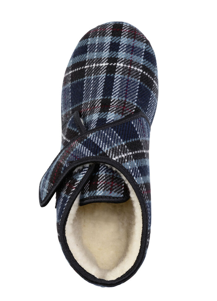 Stiefelette aus kariertem Textilmaterial BLAU