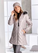 Kurzmantel mit abnehmbarem Kunstpelz-Besatz CAPPUCCINO