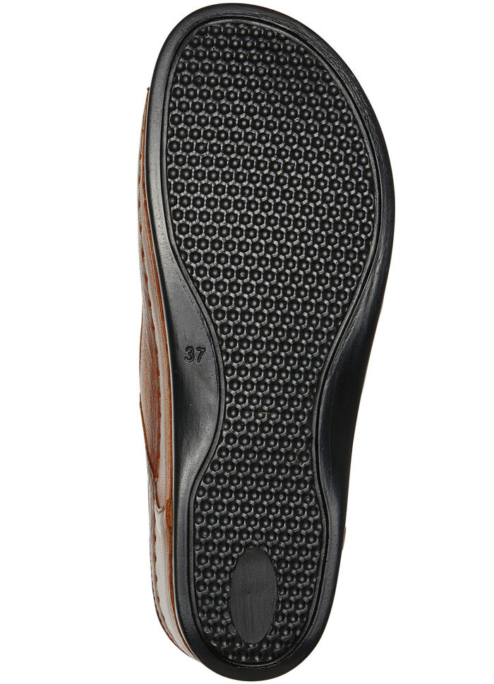 Gemini Pantolette mit dekorativem Gummizug COGNAC