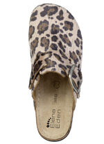 ELENA EDEN, trendige Damen-Clogs, Weite G, mit Leo-Print BRAUN