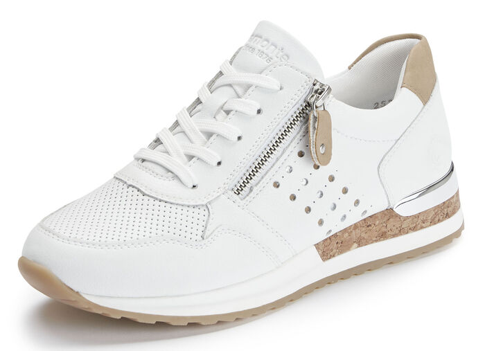 Remonte Sneaker mit unterlegter Zierlochung WEISS-SAND