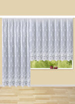 Vorhang mit Plauener Stickerei und Universalschienenband WEISS