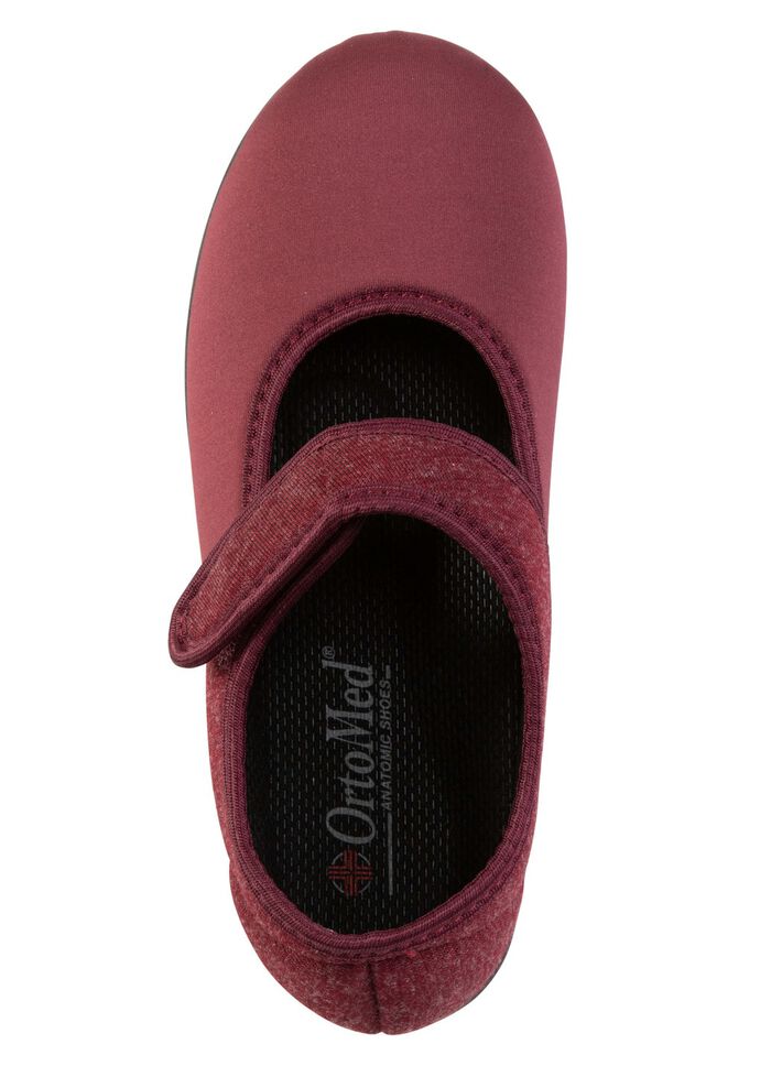 Spangenschuh aus weichem, teilweise meliertem Textilmaterial 