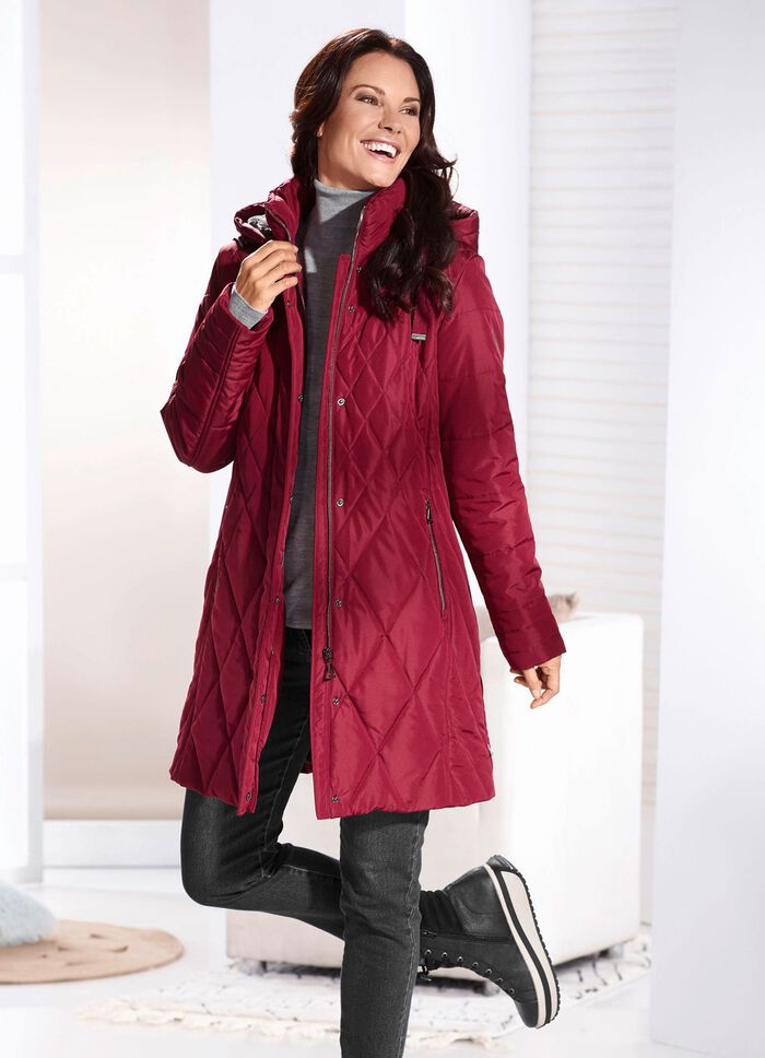 Kurzmantel mit Kunstpelz-Innenausstasttung in der Kapuze 