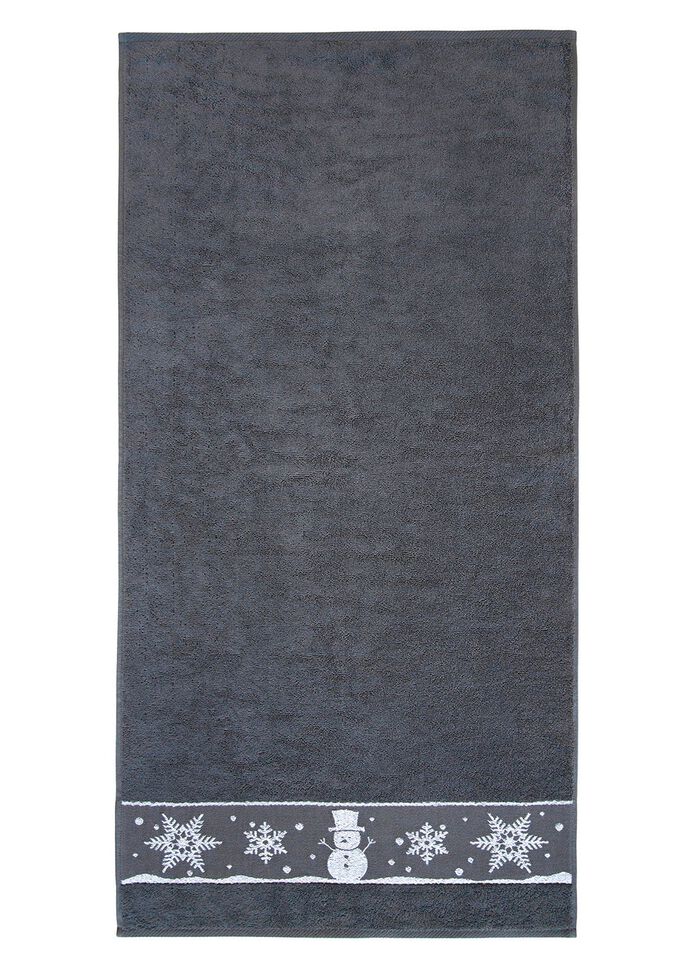 Flauschige Frottier-Serie mit Jacquard-Bord&uuml;r ANTHRAZIT