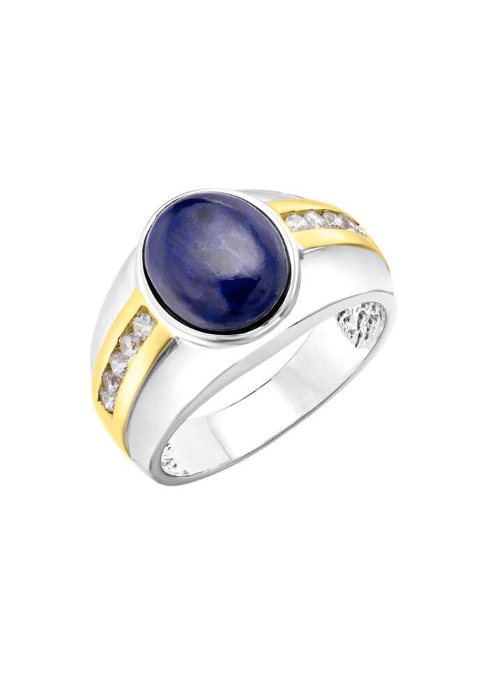 Herrenring mit Lapislazuli und Zirkonia 