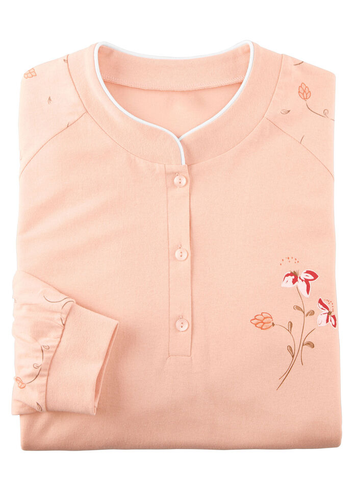 Nachthemd, Langarm mit Bündchen und Knopfleiste APRICOT