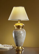 Tischlampe aus italienischer Keramik GRAU-GOLD