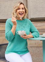 Pullover mit Ajourakzenten MINT MELIERT