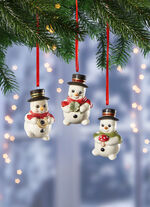 Schneemannh&auml;nger aus Feinsteingut, 3er-Set 