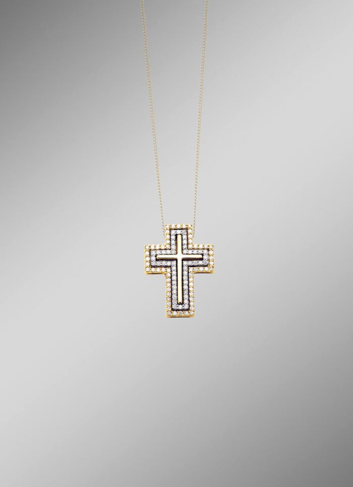 Kreuz-Anh&auml;nger mit Brillanten 