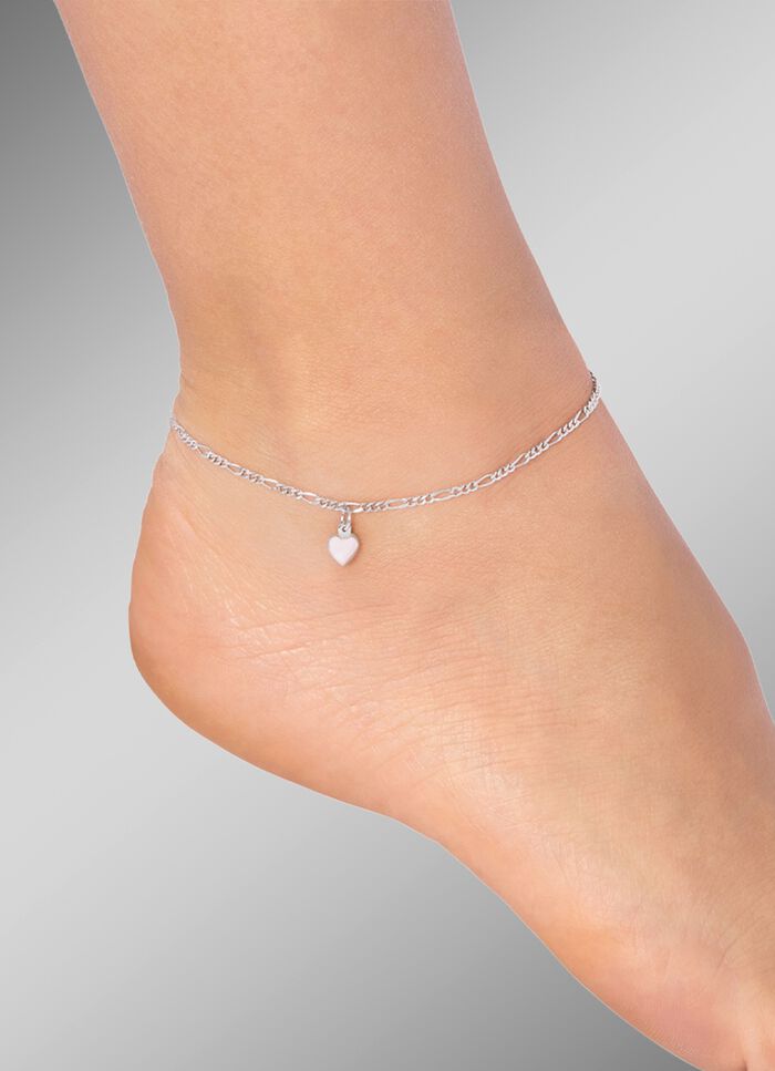 Zartes Figaro-Fusskettchen mit Herz-Anh&auml;nger 