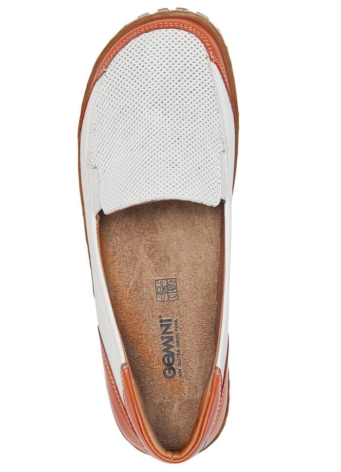 Gemini Slipper mit seitlich eingesetzten Gummiz&uuml;gen WEISS-ORANGE