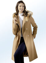 Mantel mit G&uuml;rtel und fester Kapuze 