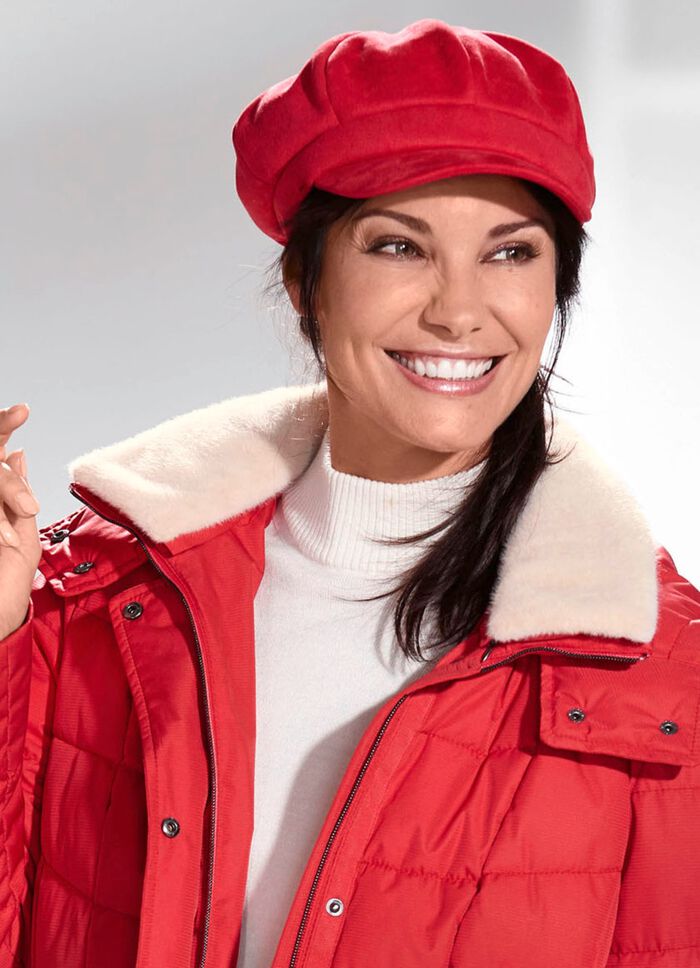 Elegante Damen-Ballonm&uuml;tze, mit r&uuml;ckw&auml;rtigem Elastikeinsatz ROT