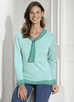 Pullover mit fixiertem Schmuckring MINT-SEEGRÜN