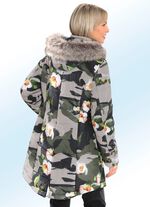 Kurzmantel mit Camouflage- und Bl&uuml;ten-Dessin 