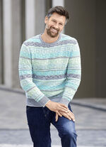 Rundhalspullover mit Jacquardstrick HELLGRÜN-ECRU