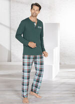 Pyjama mit Knopfleiste und Brusttasche 