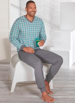 Schlafanzug mit V-Ausschnitt und B&uuml;ndchenabschl&uuml;ssen 