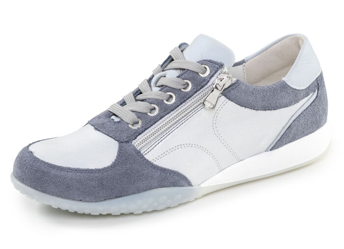 Waldläufer, bequeme Damen-Sneaker, Weite H, mit herausnehmbarem Fussbett JEANSBLAU-SILBER