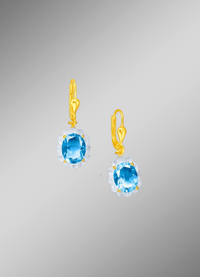 Ohrringe mit echt Blautopas und Diamanten 