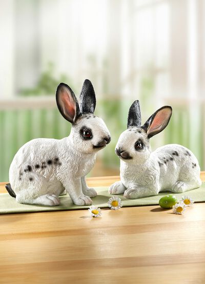 Hasen aus Polyresin, 2er-Set 