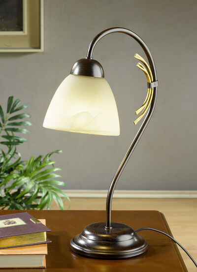 Tischlampe, 1-flammig, mit Gestell aus Eisen  Tischlampe, 1-flammig, mit Gestell aus Eisen
