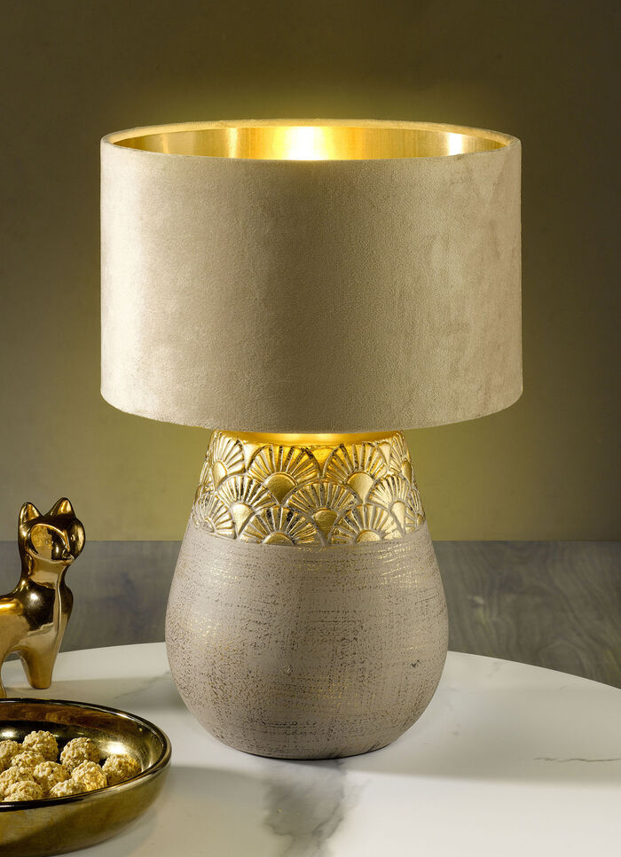Tischlampe mit Lampenfuss aus Keramik BEIGE