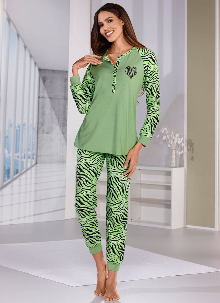 Pyjama mit Raglan&auml;rmel und B&uuml;ndchenabschl&uuml;sse 
