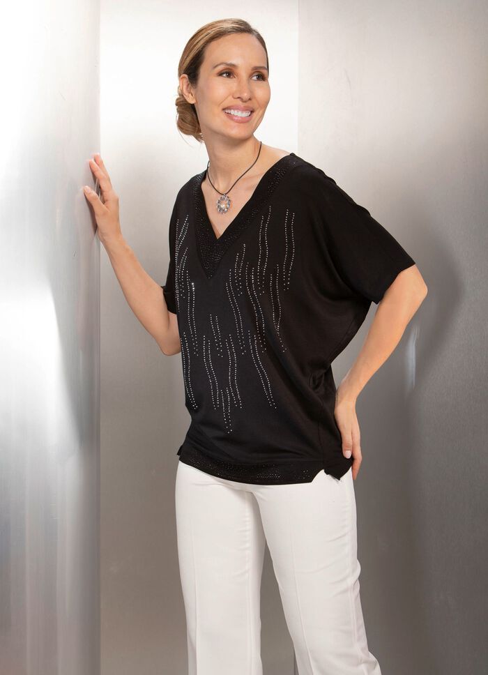 Poncho-Tunika mit Ziersteinen 