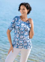 Shirt mit grafischem Dessin WEISS-AZURBLAU-GRAU