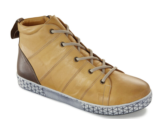 Gemini Schnür-Stiefelette aus schattiertem Leder GELB-BRAUN