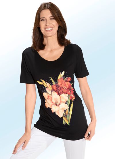 Longshirt mit Kontrast-Druck in 2 Farben 