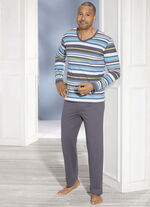 Pyjama mit V-Ausschnitt und Ringeldessin 