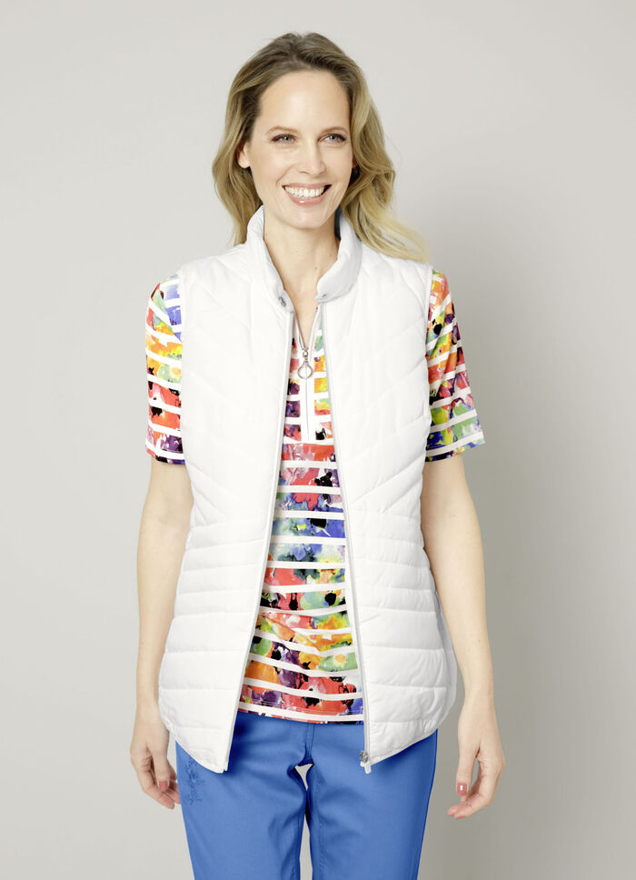 Steppweste mit Kontrastpaspelierung WEISS