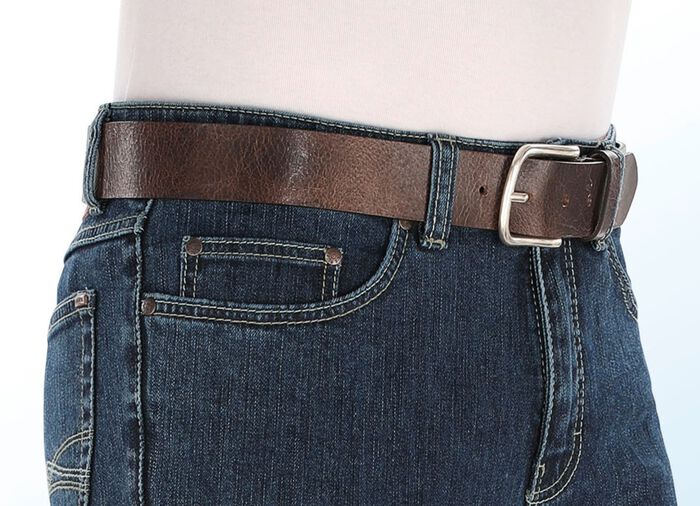 Klassischer Herren-G&uuml;rtel, aus Leder, 4 cm breit DUNKELBRAUN