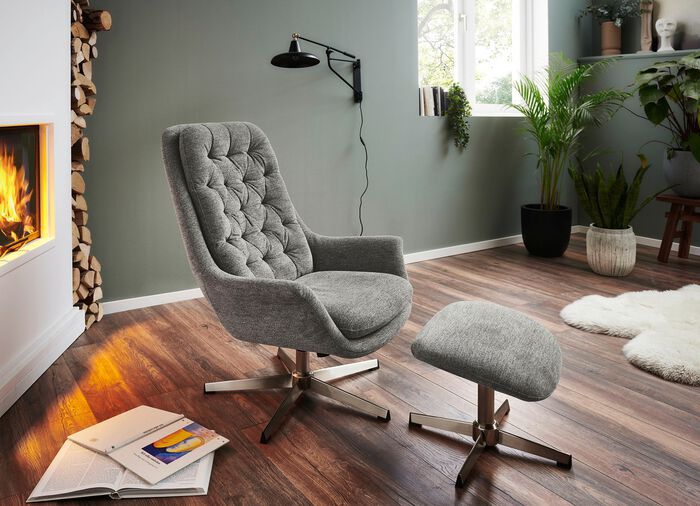 Bequemer Relax-Sessel mit Hocker ANTHRAZIT