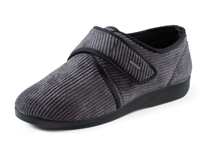 Klassische Herren-Hausschuhe, mit Klettverschluss ANTHRAZIT
