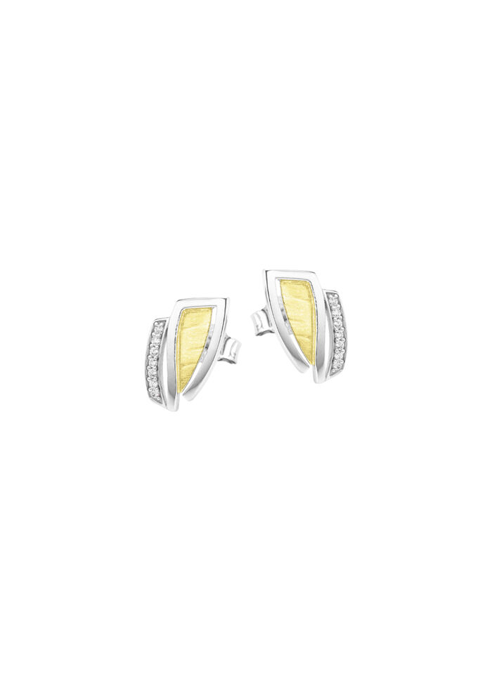 Moderne Ohrstecker in Bicolor mit Zirkonia 