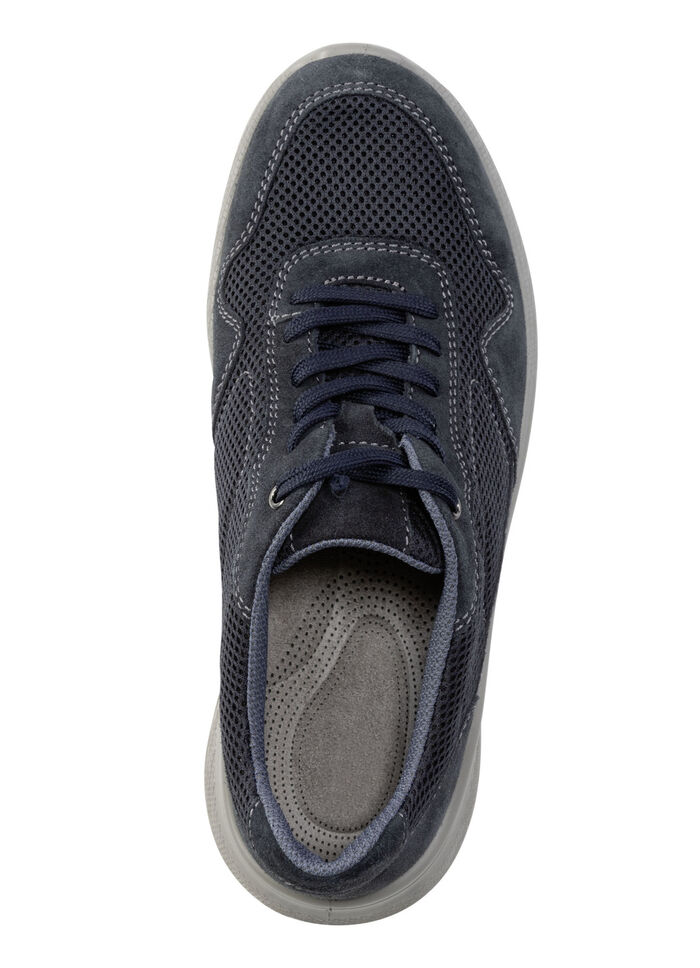 Schnürschuh aus Veloursleder und Textilmaterial DUNKELBLAU