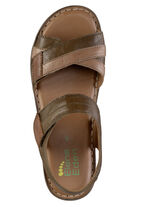 ELENA EDEN Sandale aus Nappaleder mit Kontrastbesätzen BRAUN