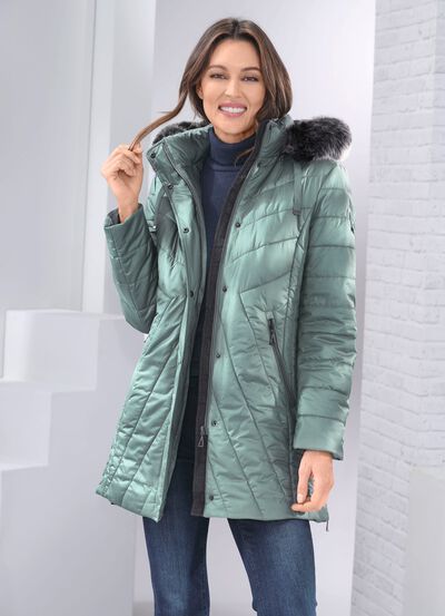 Jacke mit abnehmbarem Kunstpelz-Besatz 