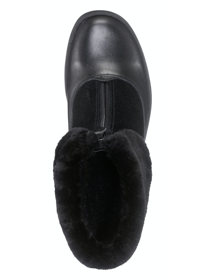 Stiefeletten mit flauschigem Lammfellkragen SCHWARZ