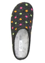 Laurina, klassische Damen-Hausschuhe, mit P&uuml;nktchen-Stickerei ANTHRAZIT