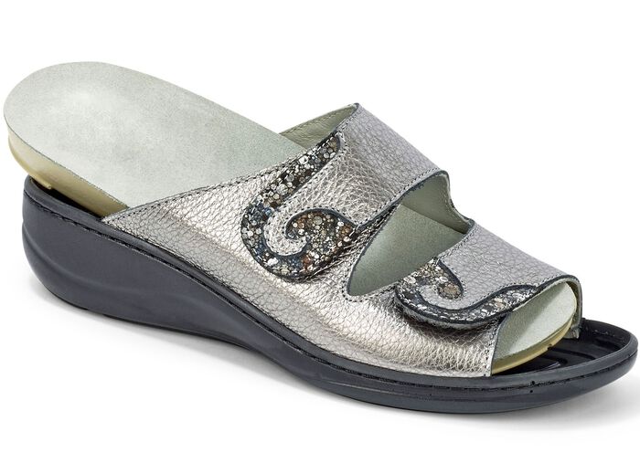 Mubb, bequeme Damen-Pantoletten, Weite H, mit herausnehmbarem Fussbett 