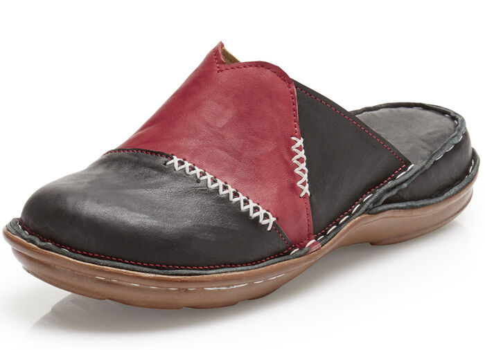 Gemini Clog aus schattiertem Rind-Nappaleder SCHWARZ-ROT