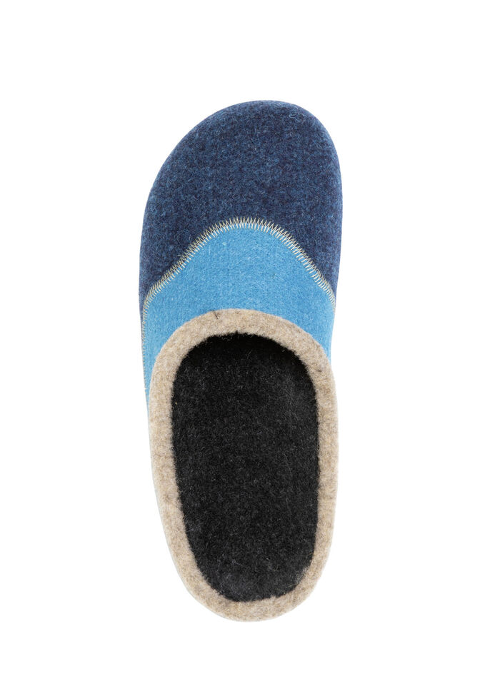 ELENA EDEN Filz-Pantoffel mit Kontrast-Einfassung BLAU